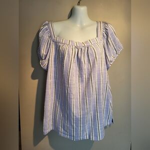 Cleo Petites Striped Puff Sleeve Top